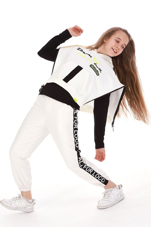 Kız Çocuk Kapşonlu Bodyli Sweatshirt 10-15 14153