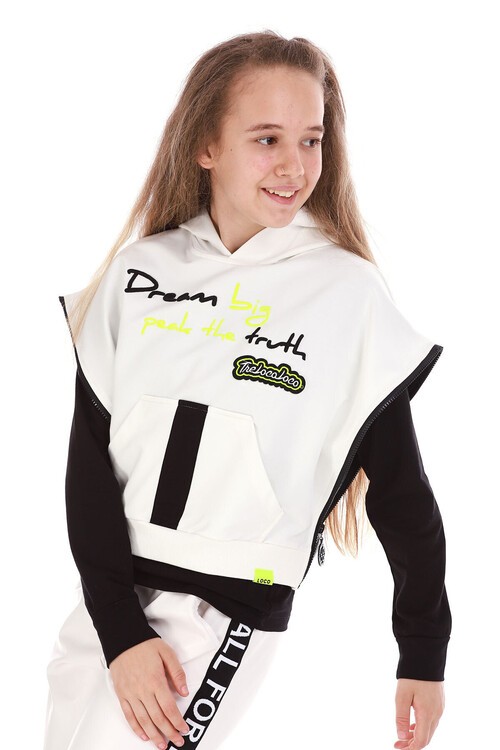 Kız Çocuk Kapşonlu Bodyli Sweatshirt 10-15 14153