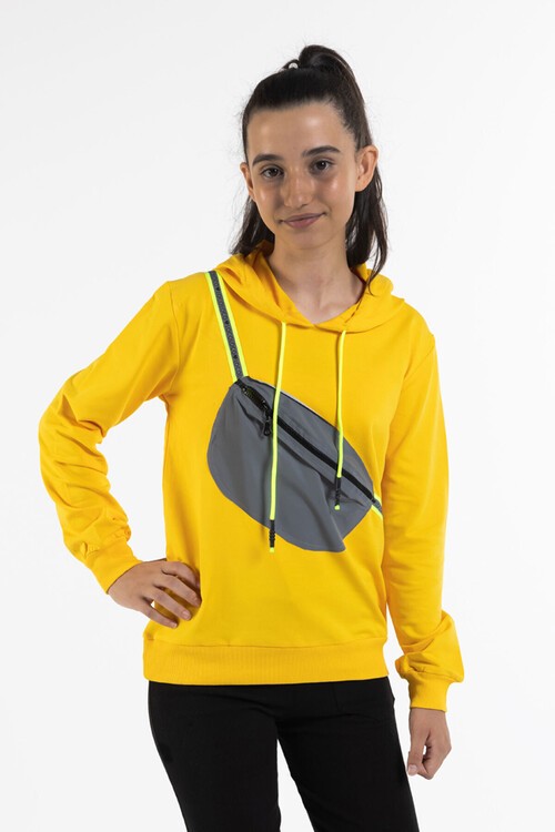 Kız Çocuk Kapşonlu Çantalı Sweatshirt 9-13 Yaş 14180