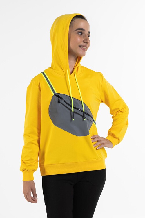 Kız Çocuk Kapşonlu Çantalı Sweatshirt 9-13 Yaş 14180