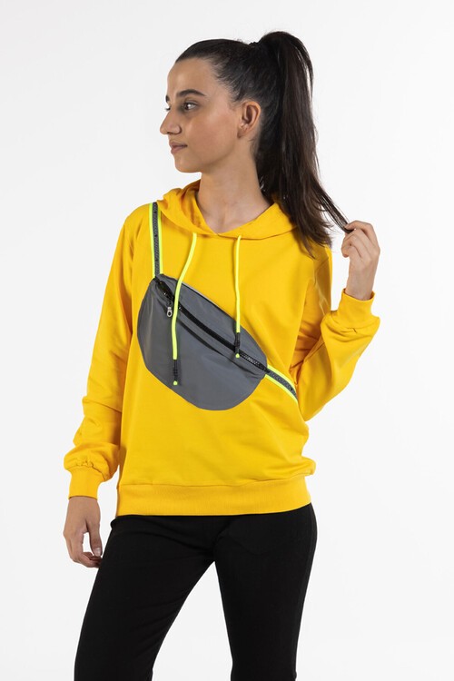 Kız Çocuk Kapşonlu Çantalı Sweatshirt 9-13 Yaş 14180