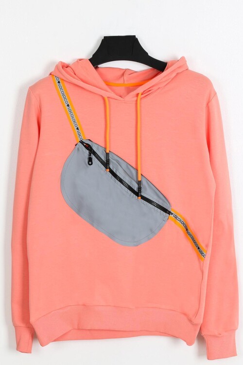 Kız Çocuk Kapşonlu Çantalı Sweatshirt 9-13 Yaş 14180