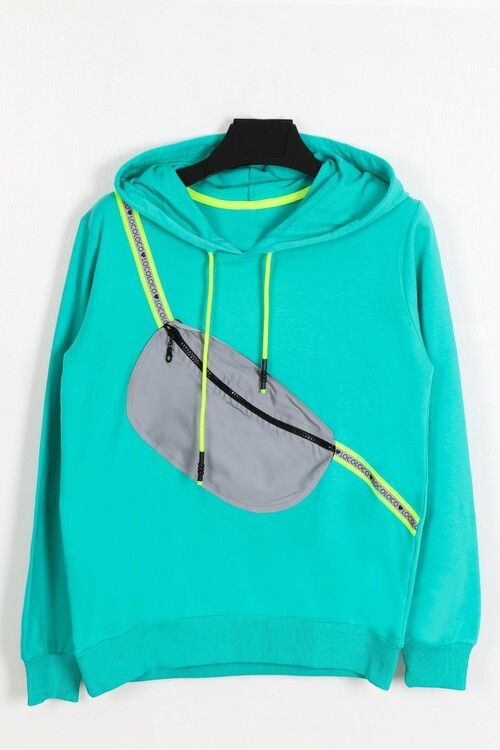 Kız Çocuk Kapşonlu Çantalı Sweatshirt 9-13 Yaş 14180