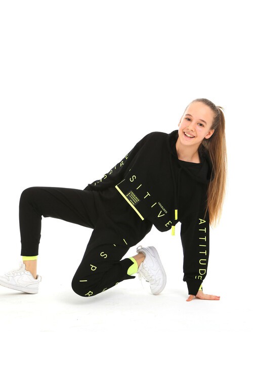 Kız Çocuk Kapşonlu Garnili Eşofman Takım 10-15 Yaş 14155