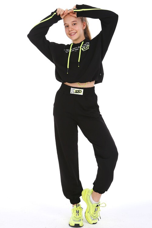 Kız Çocuk Kapşonlu Kolları Şeritli Takım 10-15 Yaş 14163