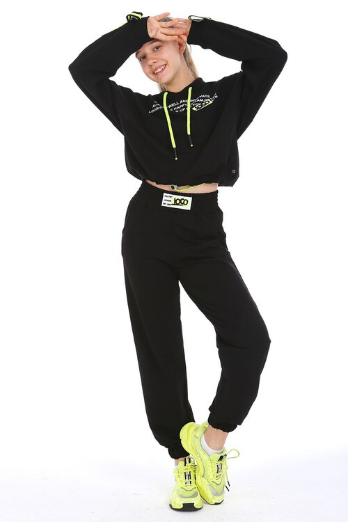 Kız Çocuk Kapşonlu Kolları Şeritli Takım 10-15 Yaş 14163