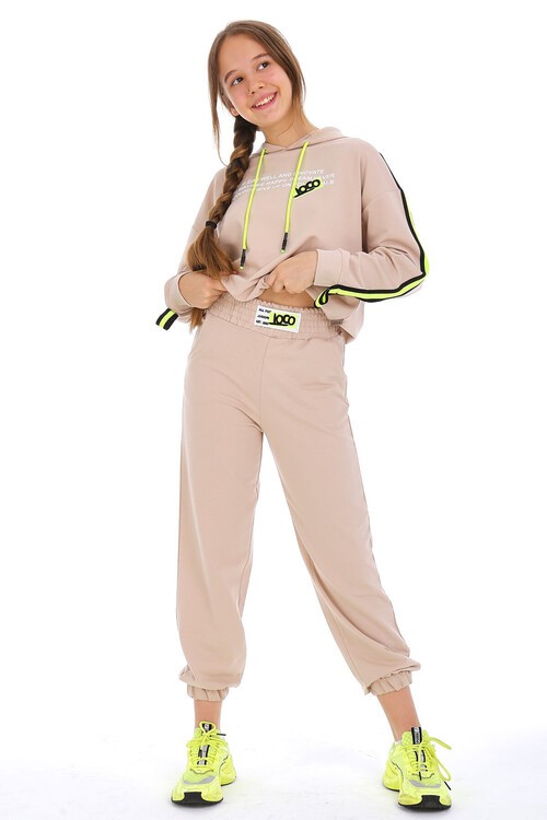 Kız Çocuk Kapşonlu Kolları Şeritli Takım 10-15 Yaş 14163