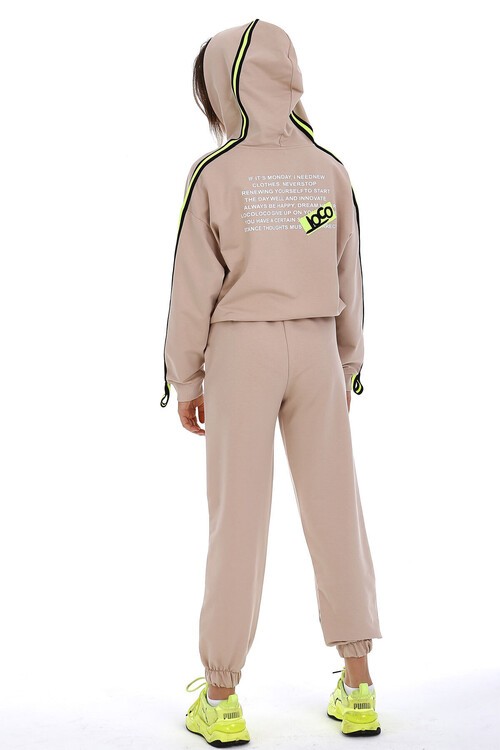 Kız Çocuk Kapşonlu Kolları Şeritli Takım 10-15 Yaş 14163