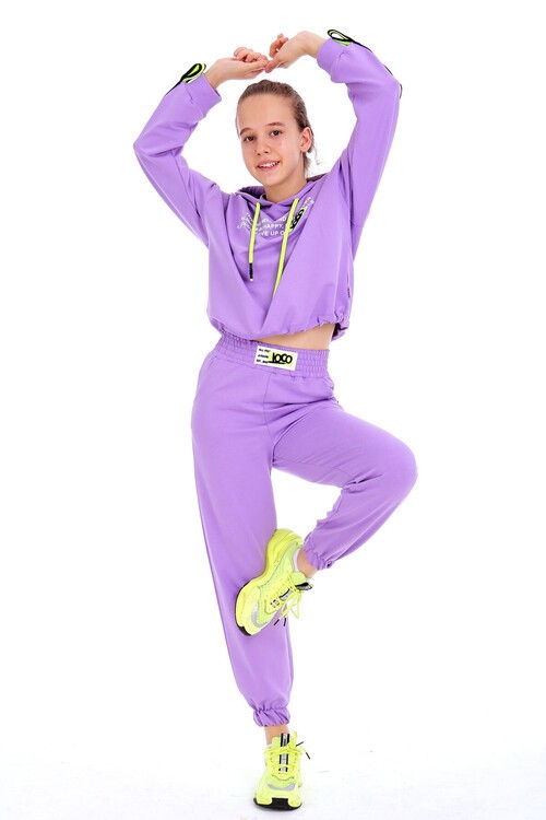 Kız Çocuk Kapşonlu Kolları Şeritli Takım 10-15 Yaş 14163