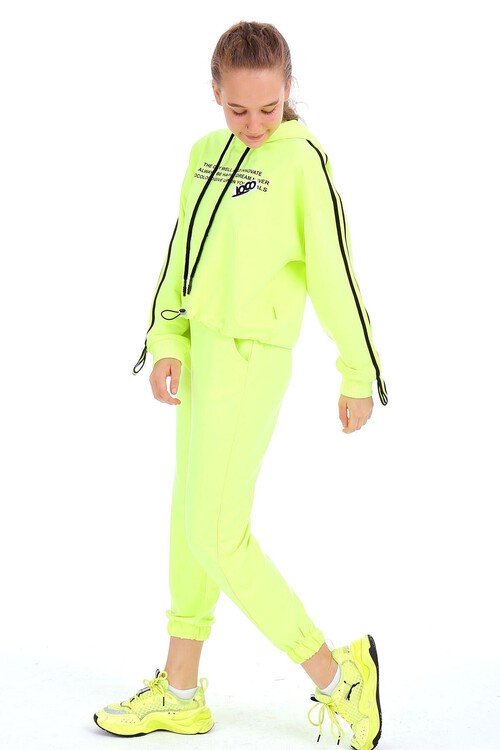 Kız Çocuk Kapşonlu Kolları Şeritli Takım 10-15 Yaş 14163