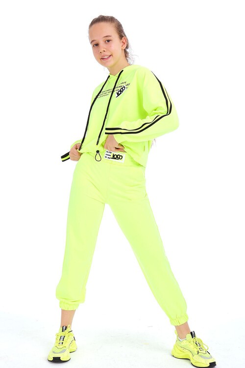 Kız Çocuk Kapşonlu Kolları Şeritli Takım 10-15 Yaş 14163