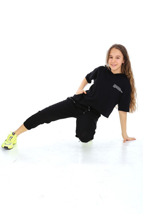 Kız Çocuk Kargo Cepli Kapşonlu Takım 10-15 Yaş 13850