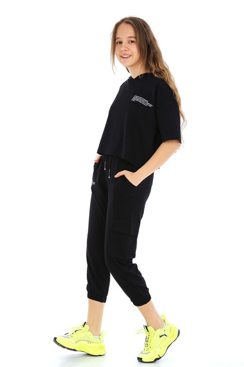 Kız Çocuk Kargo Cepli Kapşonlu Takım 10-15 Yaş 13850