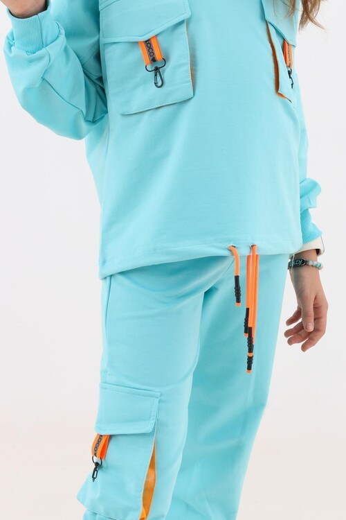 Kız Çocuk Kargo Cepli Kapşonlu Takım 9-14 Yaş 14187