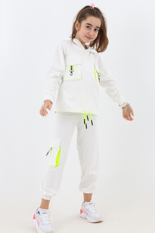 Kız Çocuk Kargo Cepli Kapşonlu Takım 9-14 Yaş 14187