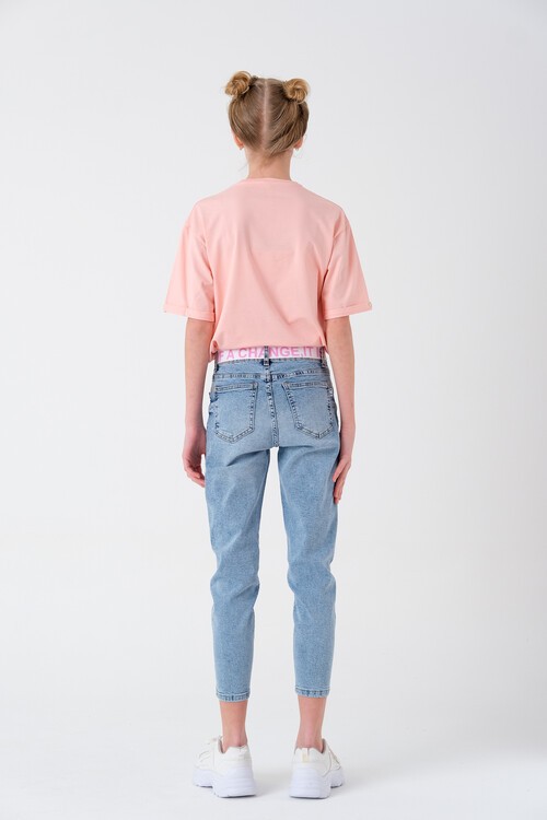 Kız Çocuk Kemerli Jean Pantolon 8-14 Yaş 13869