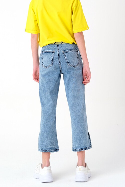 Kız Çocuk Mavi Jean Pantolon 7-14 Yaş 13891