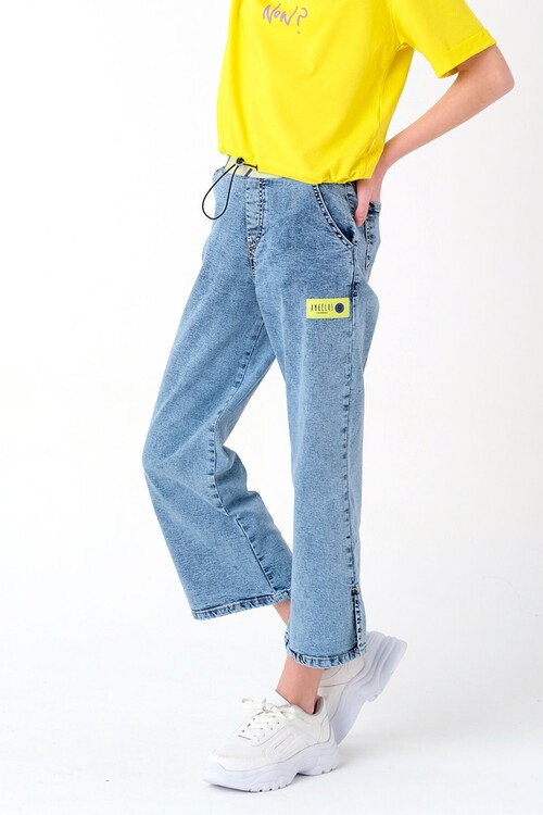 Kız Çocuk Mavi Jean Pantolon 7-14 Yaş 13891