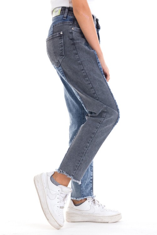 Kız Çocuk MaviSiyah Jean Pantolon 7-14 Yaş 13897