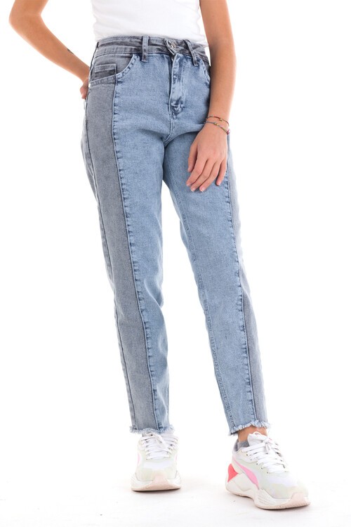 Kız Çocuk MaviSiyah Jean Pantolon 7-14 Yaş 13897