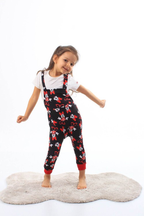 Kız Çocuk Minnie Baskı Tişörtlü Tulum 1-5 Yaş 13939