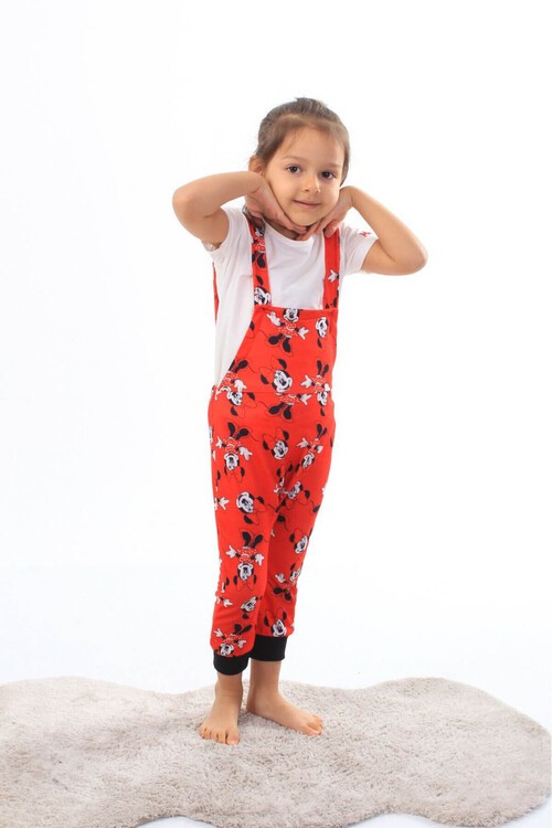 Kız Çocuk Minnie Baskı Tişörtlü Tulum 1-5 Yaş 13939