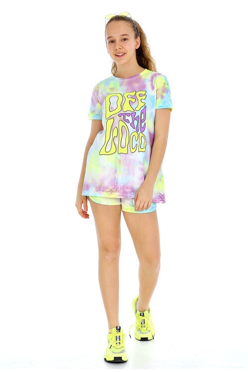 Kız Çocuk Off Baskılı Batik Tunik Elbise 10-15 Yaş 13958