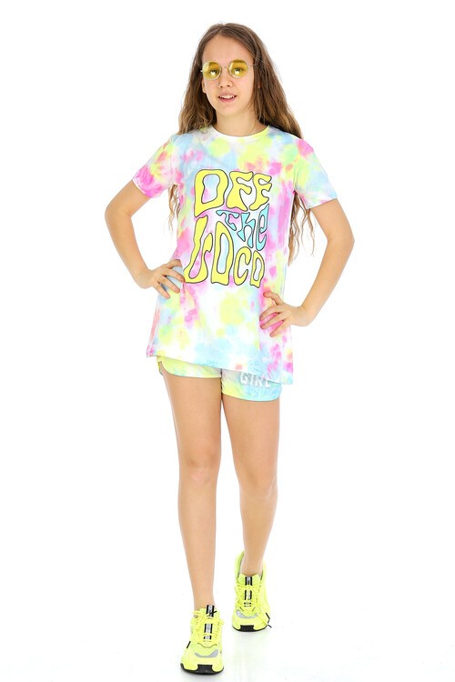 Kız Çocuk Off Baskılı Batik Tunik Elbise 10-15 Yaş 13958