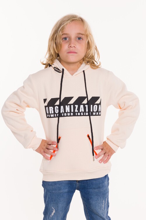 Erkek Çocuk Organization Yazı Baskılı Kapşonlu Sweatshirt 14124