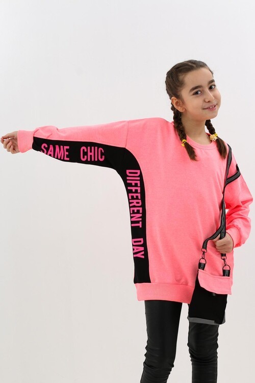 Kız Çocuk Oversize Çantalı Sweatshirt 9-14 Yaş 13995