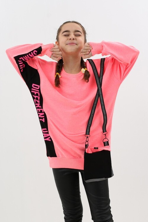Kız Çocuk Oversize Çantalı Sweatshirt 9-14 Yaş 13995