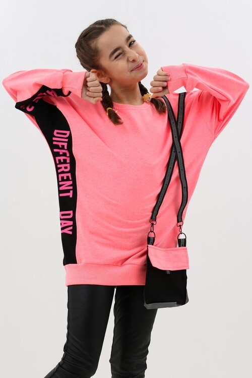 Kız Çocuk Oversize Çantalı Sweatshirt 9-14 Yaş 13995