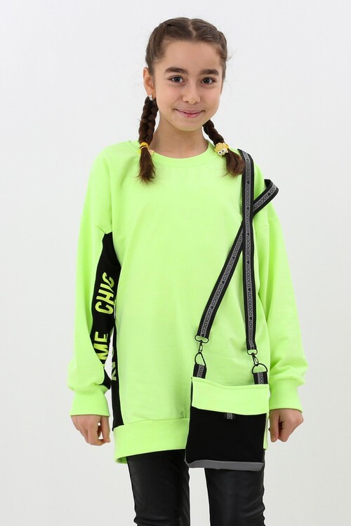 Kız Çocuk Oversize Çantalı Sweatshirt 9-14 Yaş 13995