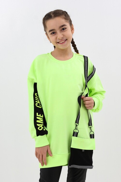 Kız Çocuk Oversize Çantalı Sweatshirt 9-14 Yaş 13995