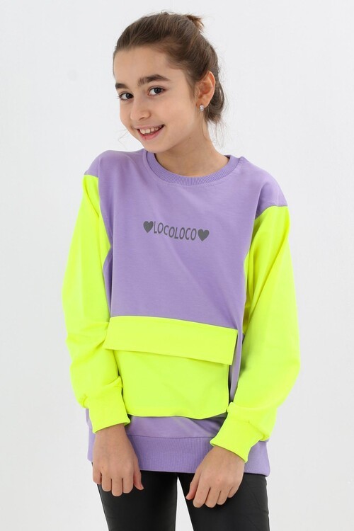 Kız Çocuk Oversize Cepli Sweatshirt 9-14 Yaş 13997