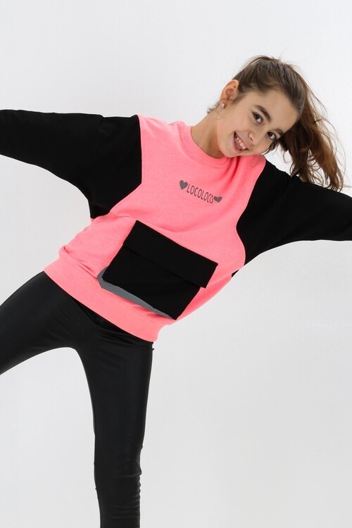 Kız Çocuk Oversize Cepli Sweatshirt 9-14 Yaş 13997