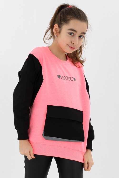 Kız Çocuk Oversize Cepli Sweatshirt 9-14 Yaş 13997