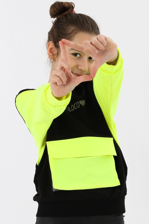 Kız Çocuk Oversize Cepli Sweatshirt 9-14 Yaş 13997