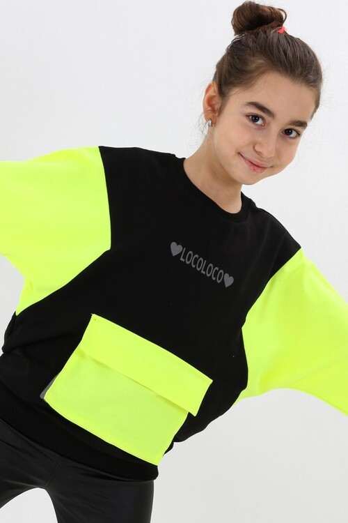 Kız Çocuk Oversize Cepli Sweatshirt 9-14 Yaş 13997