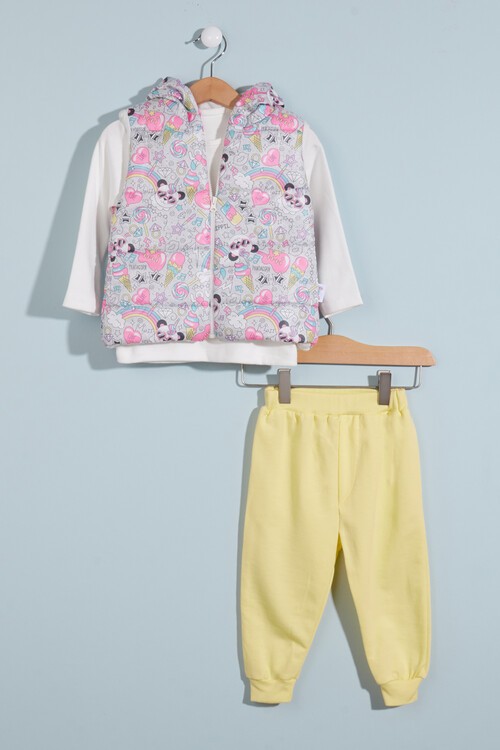 Kız bebek Panda Baskılı 3lü Takım 2-4 Yaş 13683