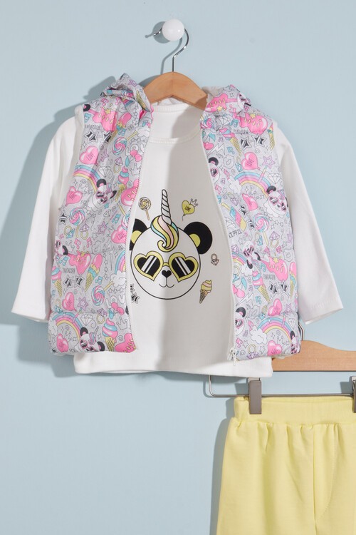 Kız bebek Panda Baskılı 3lü Takım 2-4 Yaş 13683