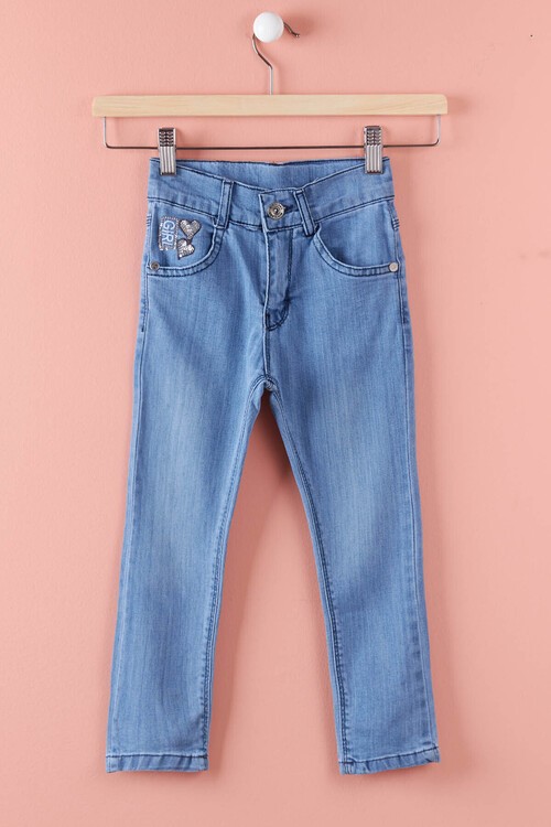 Kız Çocuk Payetli Jean Pantolon 2-12 Yaş  13903