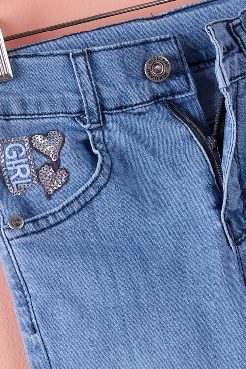 Kız Çocuk Payetli Jean Pantolon 2-12 Yaş  13903