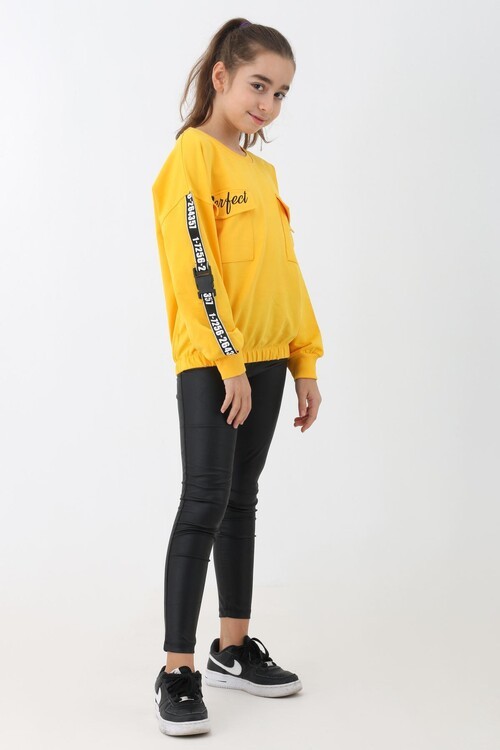 Kız Çocuk Perfect Yazı Baskılı Oversize Sweatshirt 14174