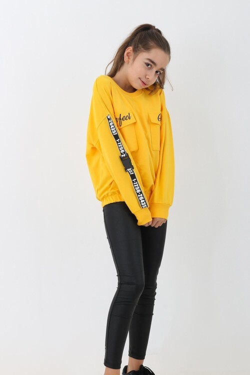 Kız Çocuk Perfect Yazı Baskılı Oversize Sweatshirt 14174
