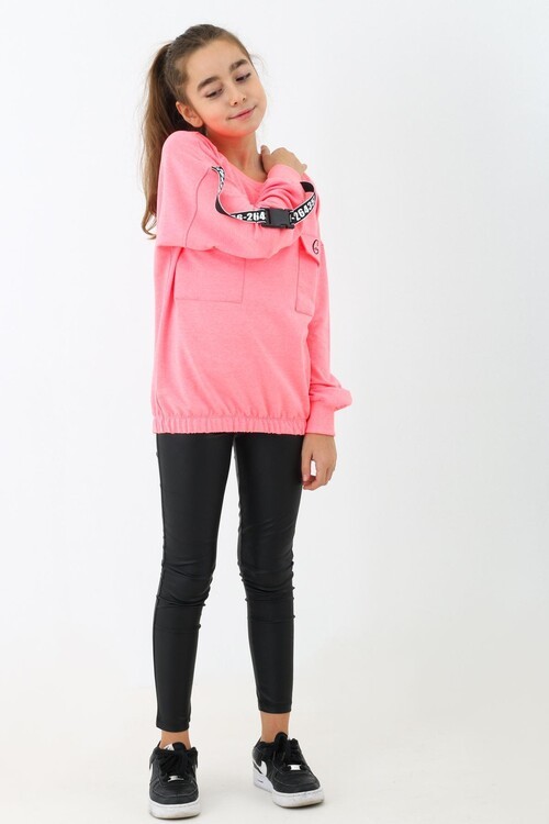 Kız Çocuk Perfect Yazı Baskılı Oversize Sweatshirt 14174