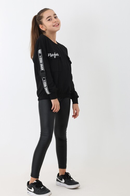 Kız Çocuk Perfect Yazı Baskılı Oversize Sweatshirt 14174