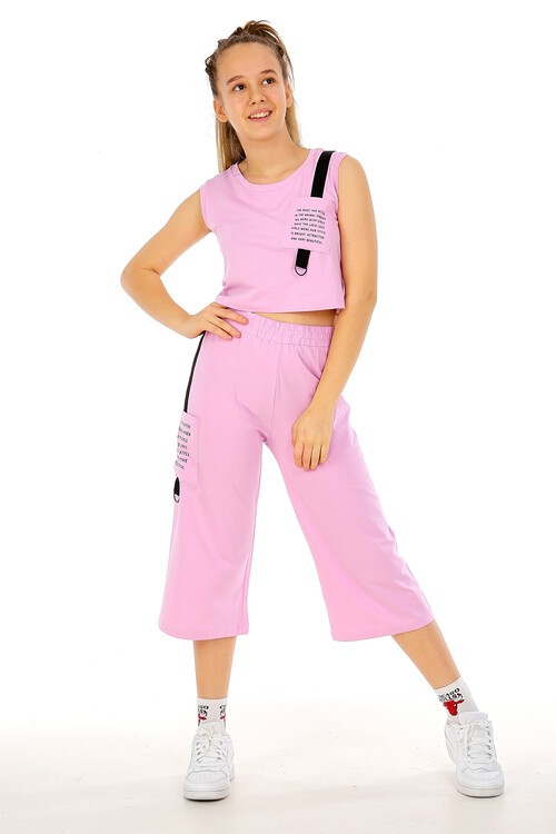 Kız Çocuk Sıfır Kol Kaprili Takım 10-15 Yaş 13861