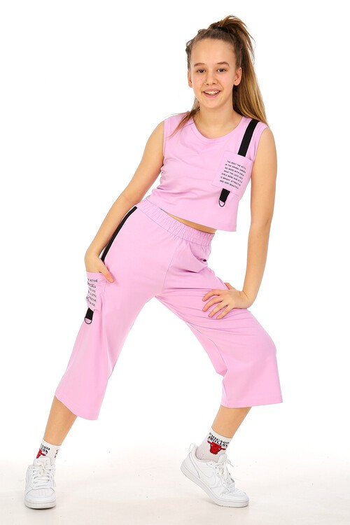 Kız Çocuk Sıfır Kol Kaprili Takım 10-15 Yaş 13861