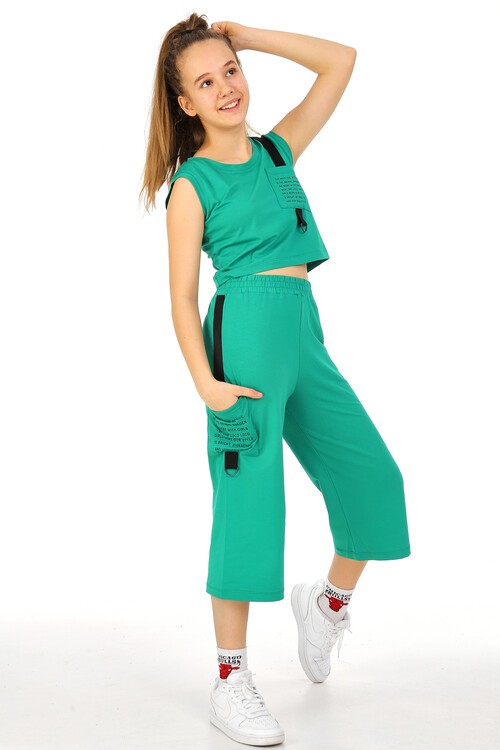 Kız Çocuk Sıfır Kol Kaprili Takım 10-15 Yaş 13861